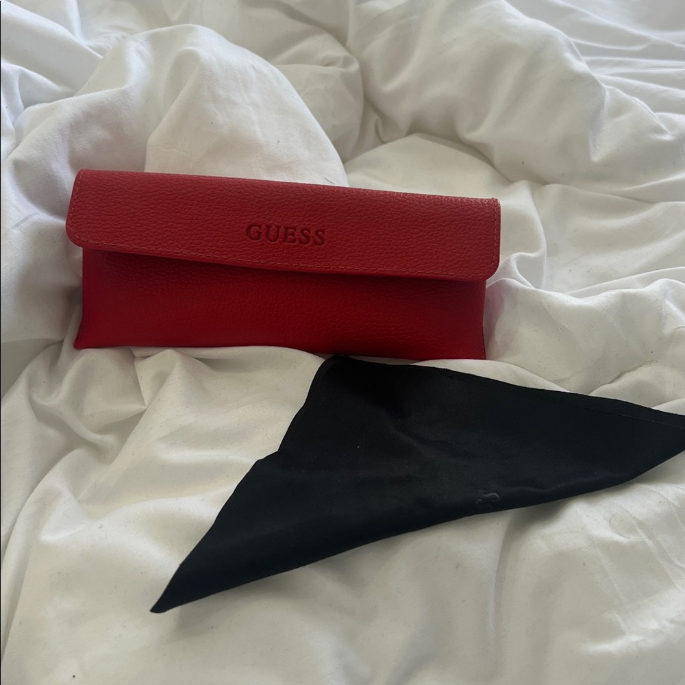 NWOT Guess Red Eyeglass Case with dust cloth